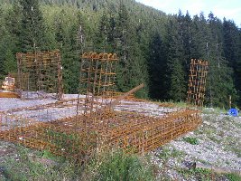 Baustahlgerippe für Stützenfundamente