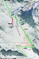 Plan des Skigebietes:
<br />Lifte: Grün = offen, Rot = geschlossen, Gestrichelt = abgebaut
<br />Pisten: Rot = offen, Schwarz = Variante, gestrichelt = gesperrt aber befahrbar