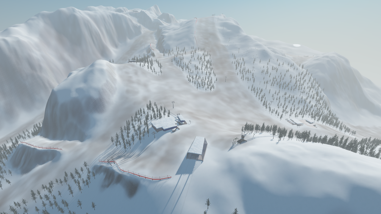 Skiarena um die Mittelstation des "MI-Berg Express"