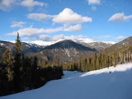 Hinten zeigen sich die Gipfel der Great Divide im Abendlicht, super sympa...