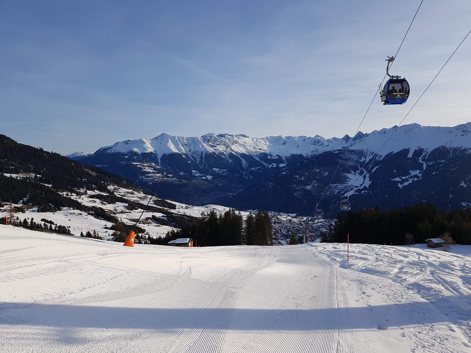 An der Waldbahn Bergstation mit dem Starthang der Waldabfahrt.