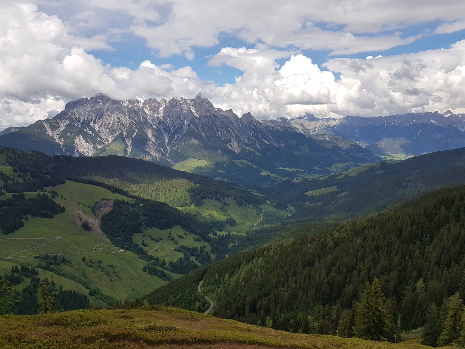 Oben gab es erstmals den schönen Blick zu den Leoganger Steinbergen auch im Sommer :-)