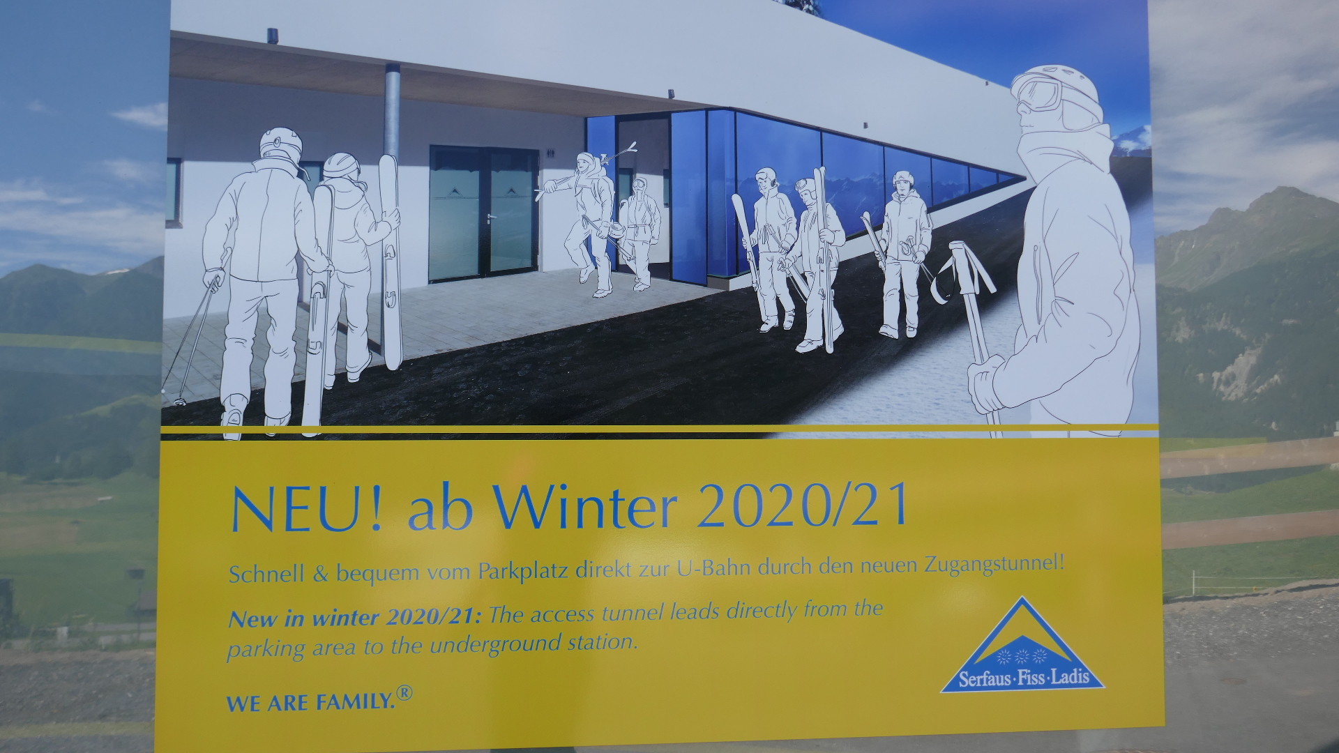 Ankündigung Verbindungstunnel Parkplatz – U-Bahn