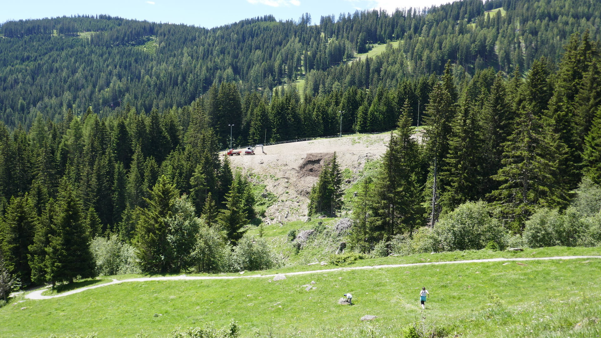 Modellierung (Ziehweg) an der Einmündung Sattel-Süd-Serfaus Abfahrt in die Mittelabfahrt