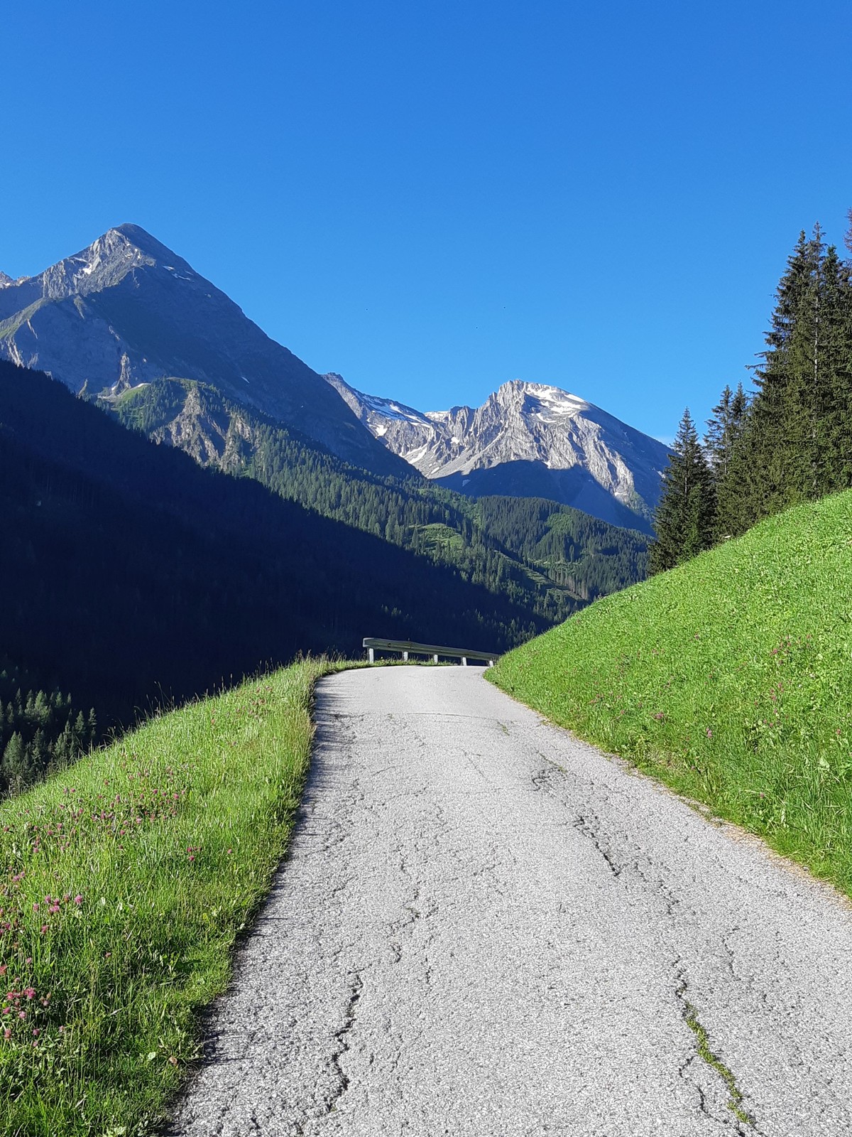 Blick von der gleichen Stelle bergwärts in Richtung Juns.