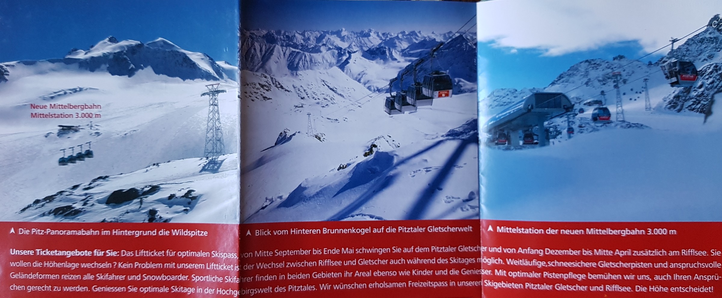 Links und rechts 2 Bilder der damals neuen Mittelbergbahn. In der Mitte ist die alte GUB Pitz-Panorama zu sehen.