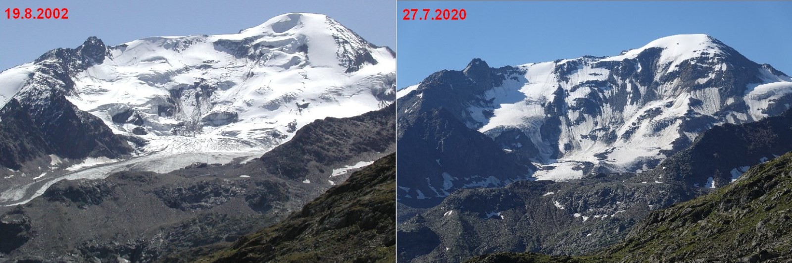 Vergleich Weißseespitze 2002 vs. 2020