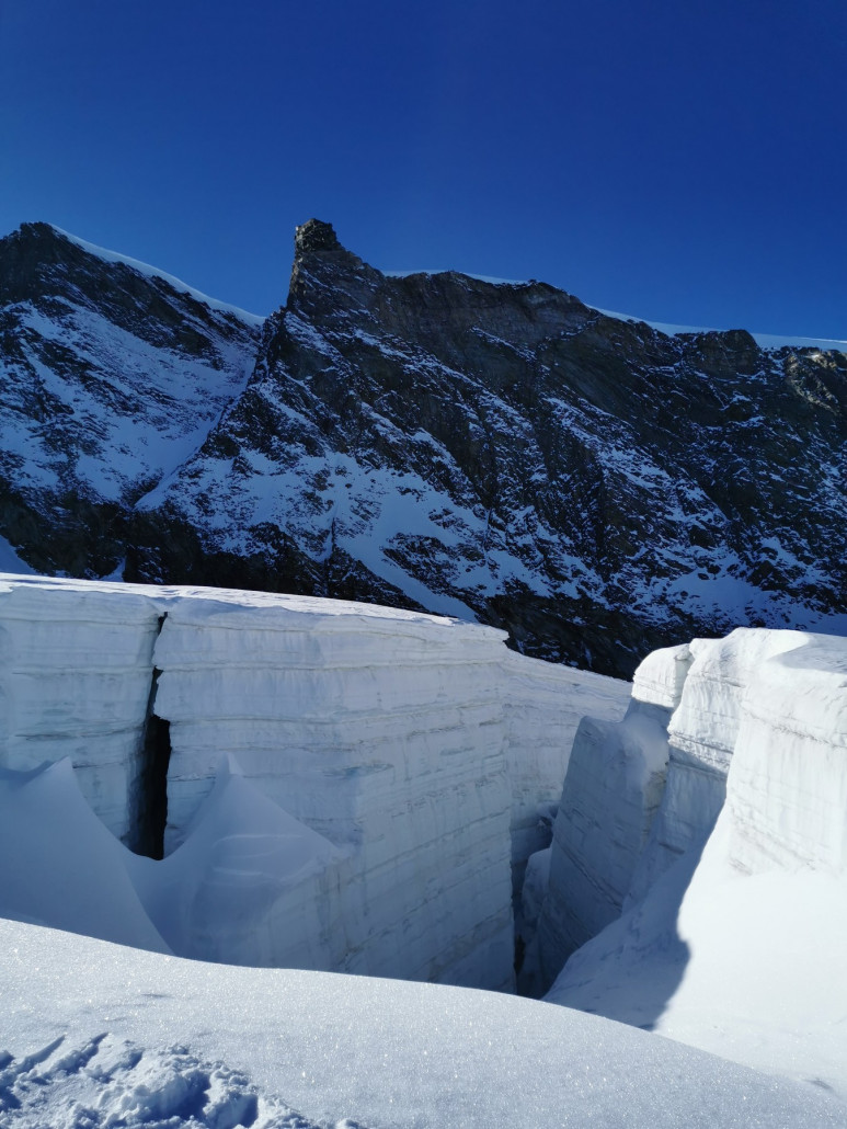 Gletscherspalten neben dem Speed-Trainingshang