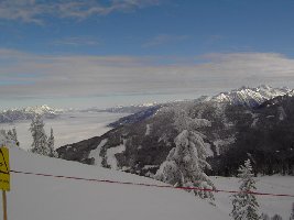 Blick von der Gasselhöhe (1860m) zur Hochwurzen. Im Tal die blöden Wolken.