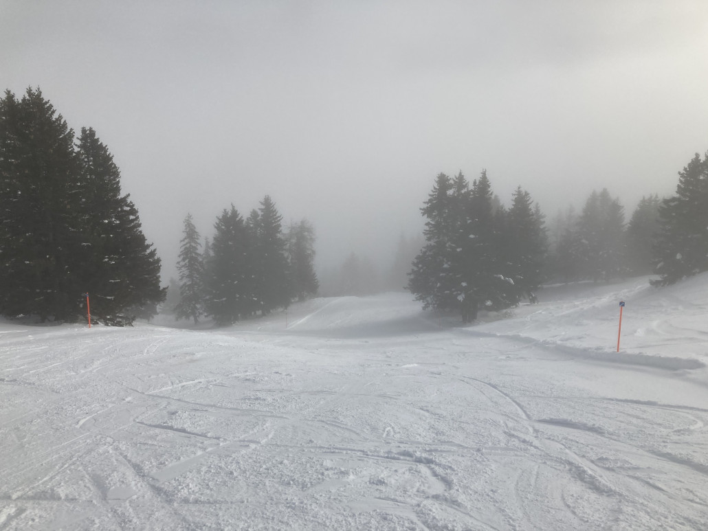 Gerade bei grossem Andrang oder schlechtem Wetter ein „Geheimtipp“: Piste 54