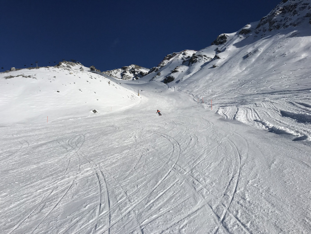 Weisshornmulde wunderbar, selbst um 13 Uhr noch