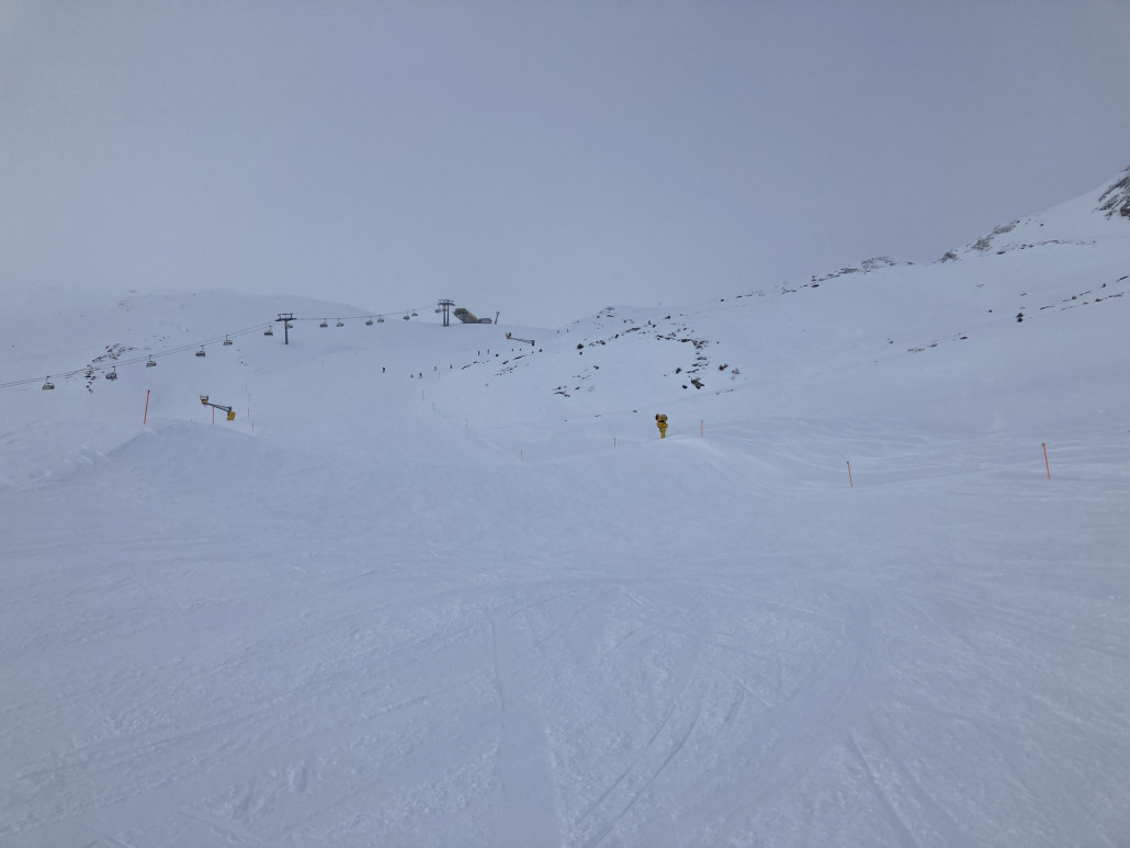 Extrem leere Piste am Lavoz