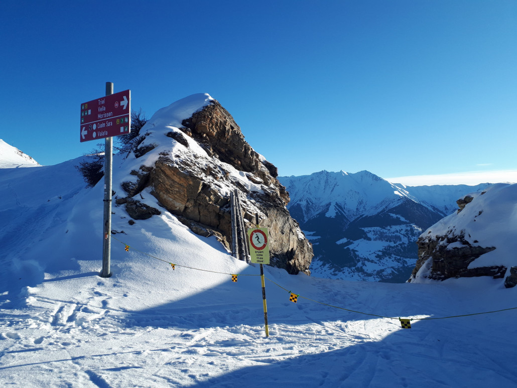 Vom Piz Mundaun in Süden noch gesperrt