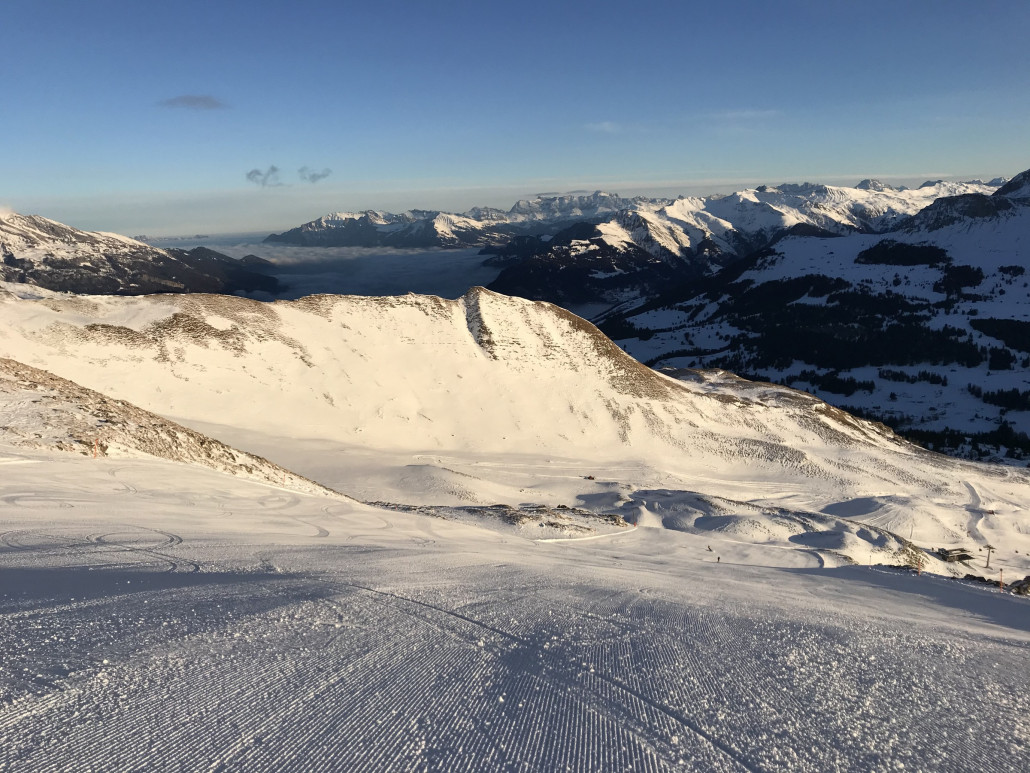 Die rote am Stätz ist genial. Griffiger Naturschnee, perfekt