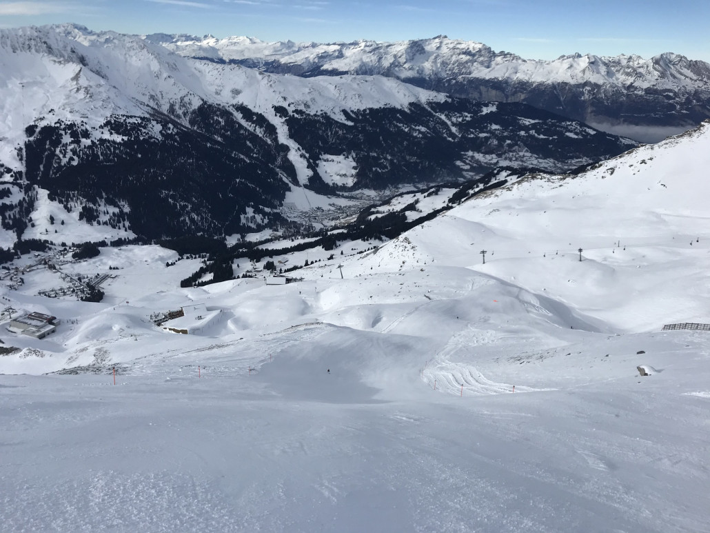 Erstmals geöffnet: Die schwarze zur Motta runter. Etwas gar hart allerdings.