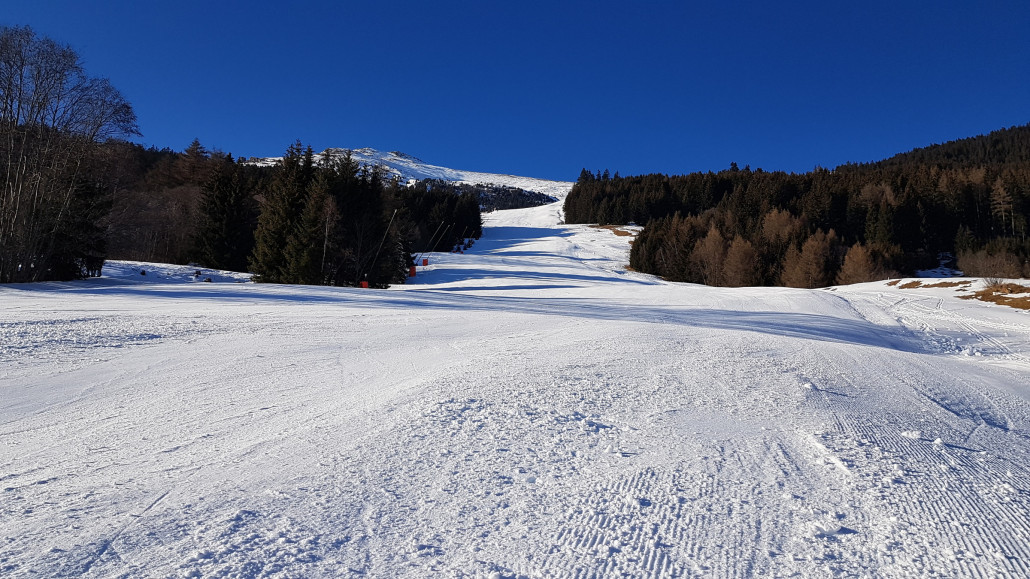 Offiziell geschlossene Abfahrt Richtung Ladis