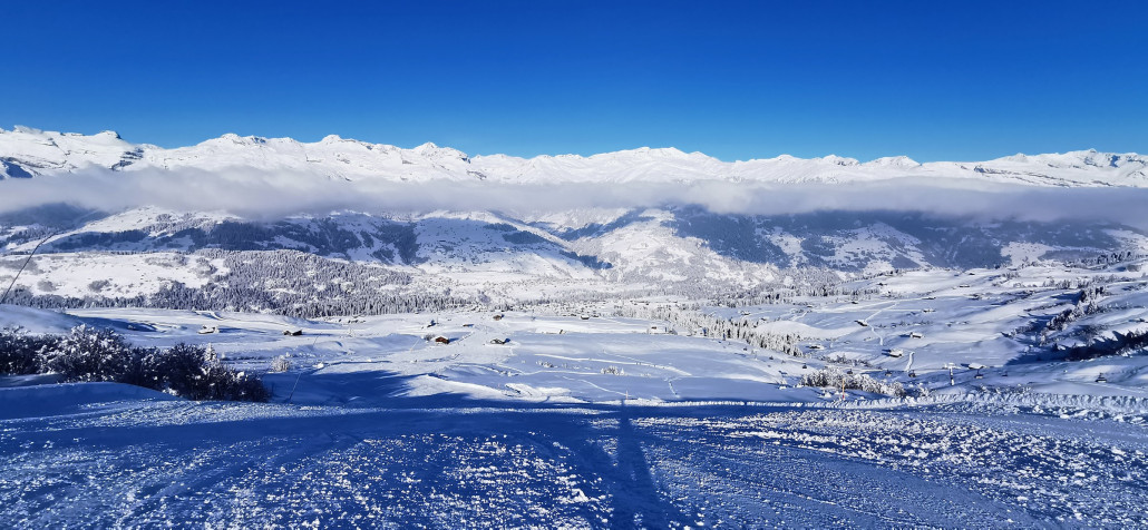Auf der Piste 6a nach Untermatt. Die Pisten waren an diesem Tag ein Traum.