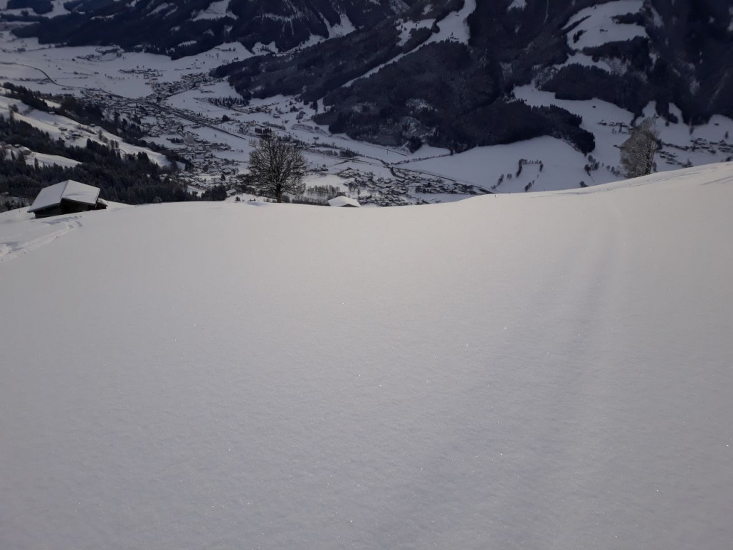 unterhalb Kälversalvenalm Richtung Kaslach: Kaslach ist nicht präpariert, aber von oben bis unten gut zu fahren