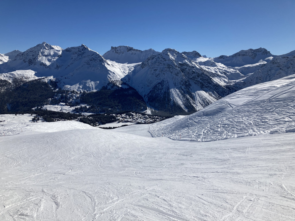 Superbreiter und coupierter Abschnitt der Diamond Slope.