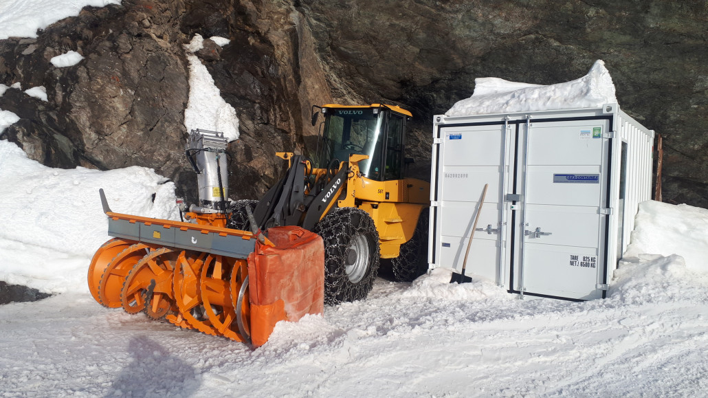 Die Eiskanal Fräse am Vallon d'Arbi/Col des Mines