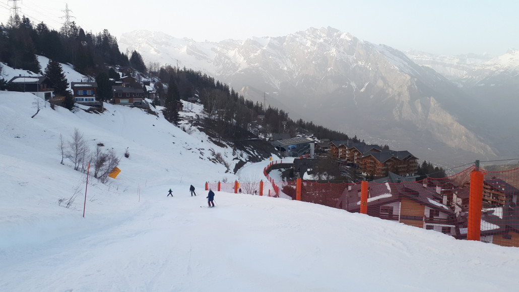 Einfahrt nach La Tzoumaz. Ein wirklich grandioser erster Tag in diesem einzigartigen Skigebiet!