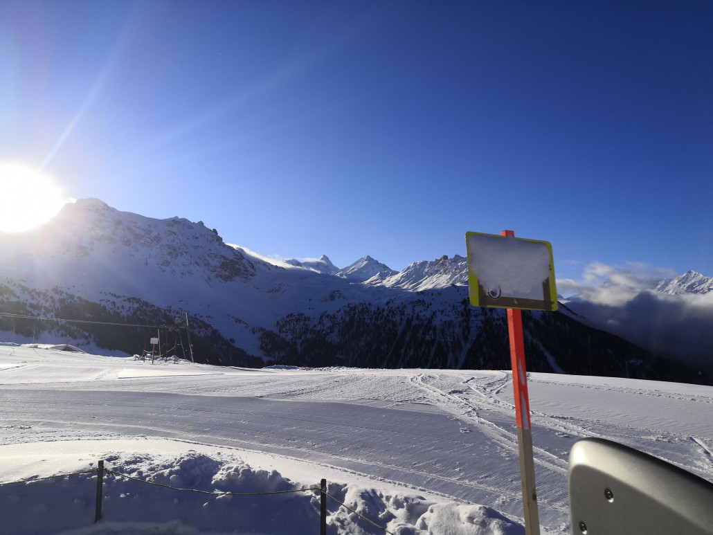 Morgenstimmung an der Talstation des Tignousa-Lifts.