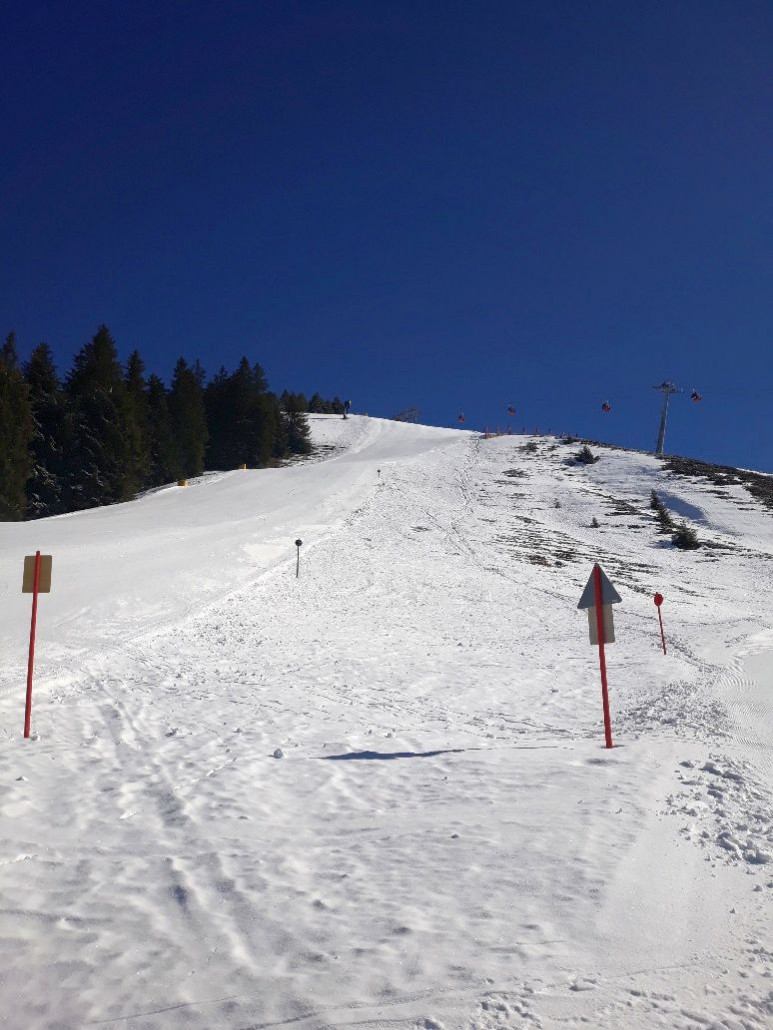 Die schwarze Piste 112 von der Choralpe war ziemlich glatt