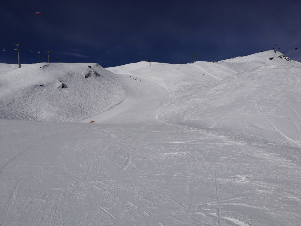 Sieht aus wie eine Hintenrumabfahrt, befindet sich jedoch in der Mitte des Gebiets: Piste Goulet