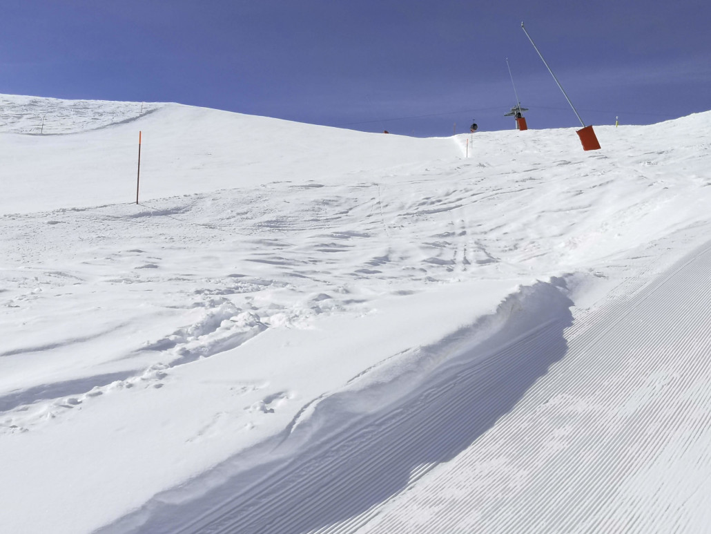 Piste Tzarmettaz vom Lift her