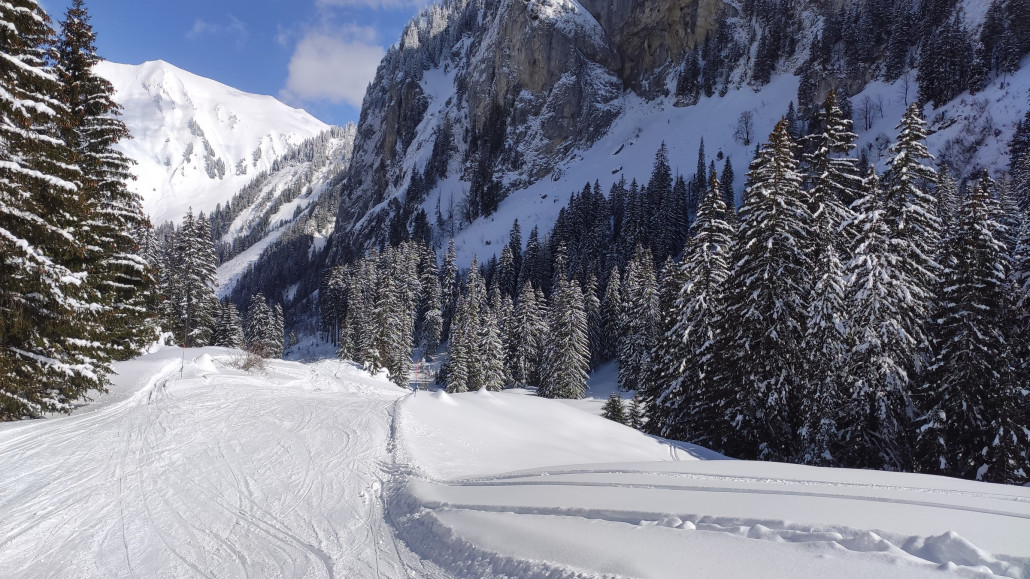 Blaue Piste zum Sessellift