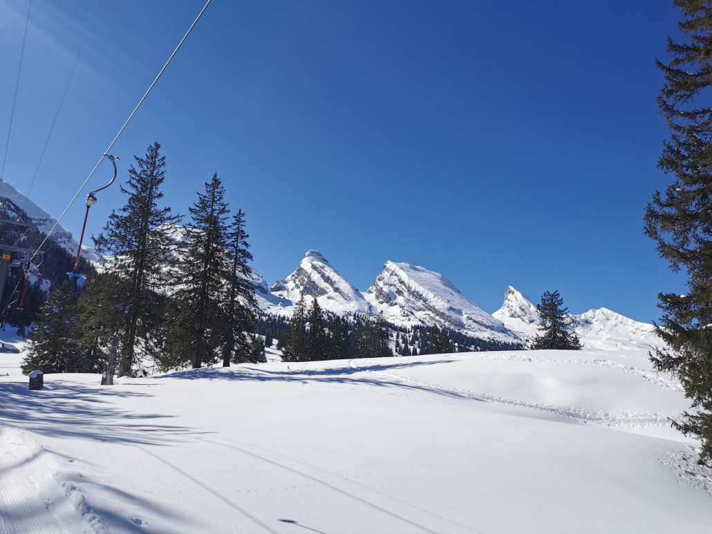 Aussicht vom Verbindungslift Sellamatt-Zinggen