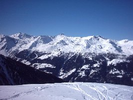 schönes Panorama auf das Skigebiet von Grimentz