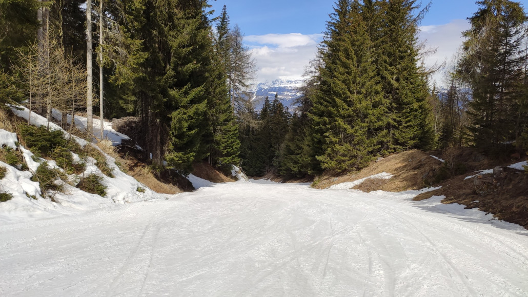 Weiter oben war die Talabfahrt noch gut