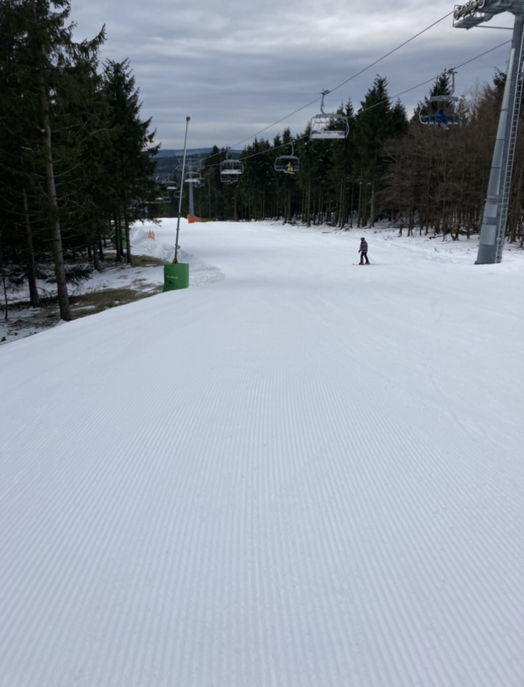 Heute morgen bedeckt und um Null Grad.