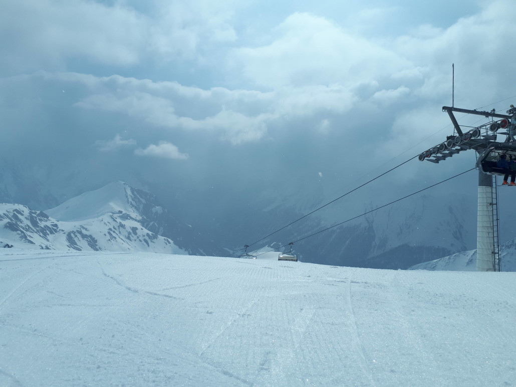 Auch an der Greitspitz immer alleine im Sessel und die Piste bis spät mittags noch perfekt!