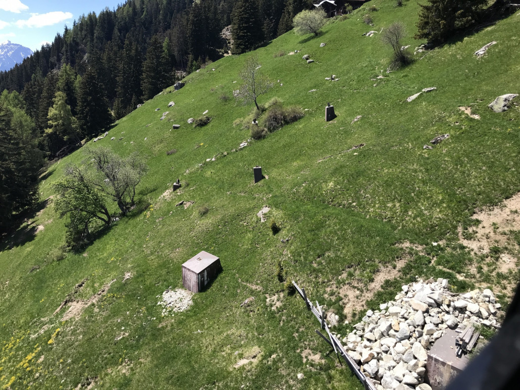 Beton-Fundamente der beiden Stützen Nr.1 der alten Pendelbahnen