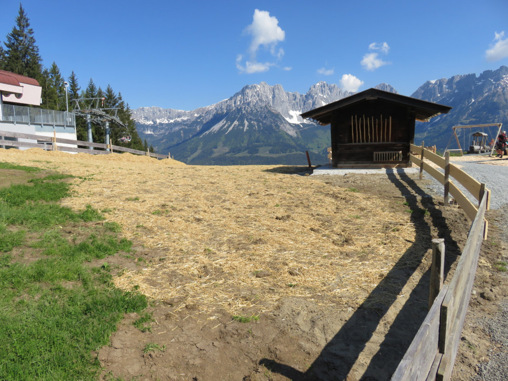 Im ehemaligen Ziegenstall ist jetzt ein Sandkasten