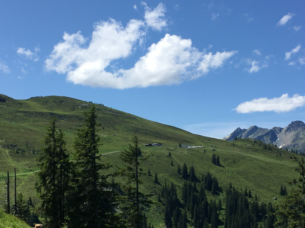 Lager der Stützenteile etwa auf dem Niveau der Jöchle Talstation