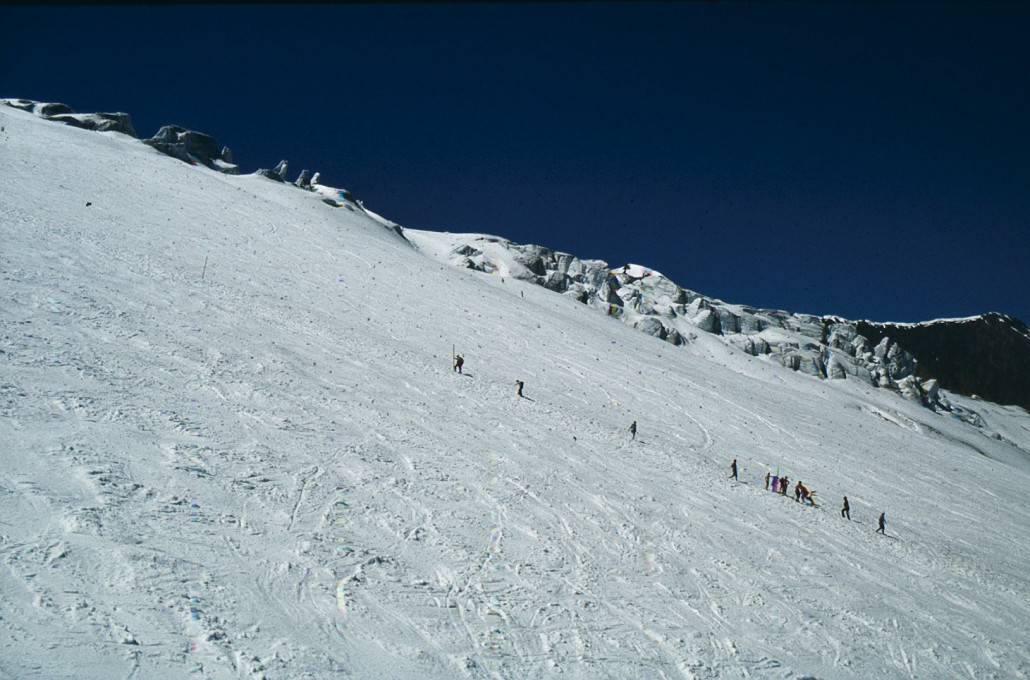 Blick aus dem 1er-Sessel auf den damaligen Eisbruch und die Piste.