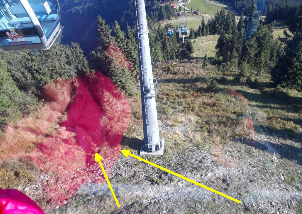 leider ein schlechtes Bild. Genau unter dem rötlichen Teil ist die Abbruchstelle.