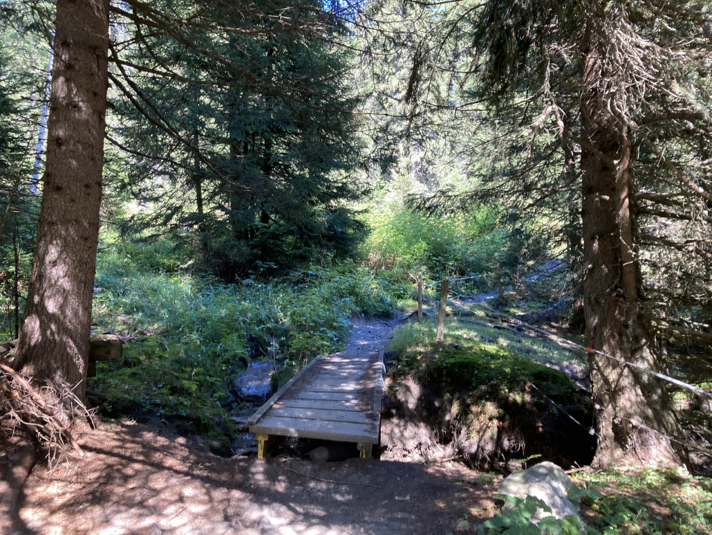 Vom Weg habe ich leider wenige brauchbare Bilder gemacht. Hier befinde ich mich bereits wenig oberhalb des Heidsees.