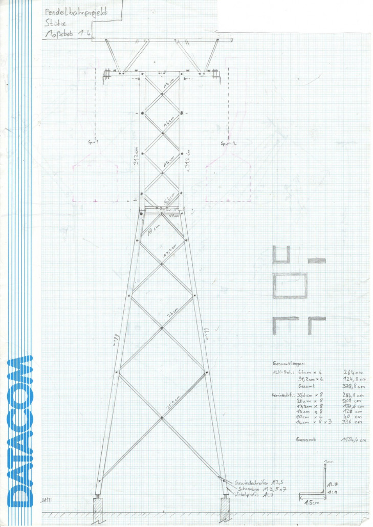 Erste Zeichnung der Stütze
