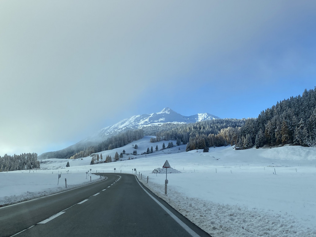 Blick ins Skigebiet von Schöneben