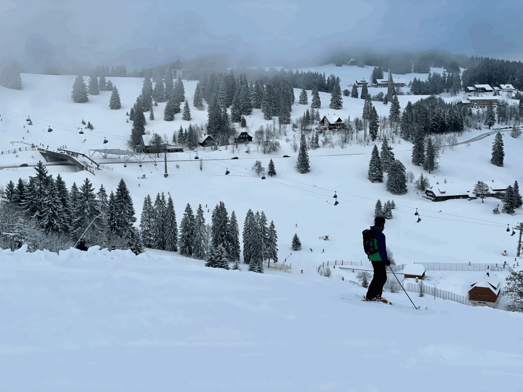 Winterpanoroma. Gegen 15:00 drückte der Nebel wieder mehr rein. Man beachte die Skibrücke links hinten LOL