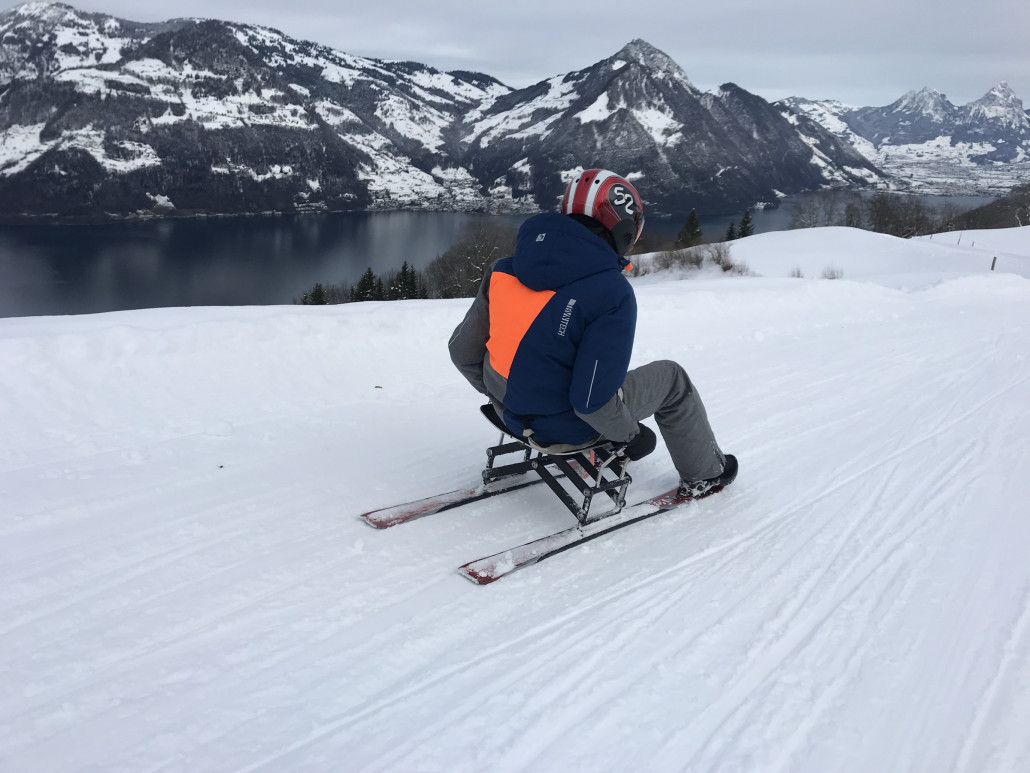 Das macht auch viel Spass auf der Schlittelpiste nach Emmetten, die ebenfalls in einem top Zustand ist