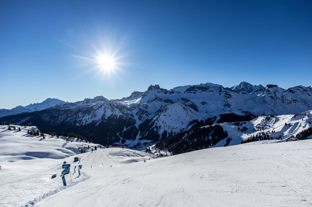 An der Burz haben wir wieder leere Pisten, nachdem es davor schon relativ voll war.