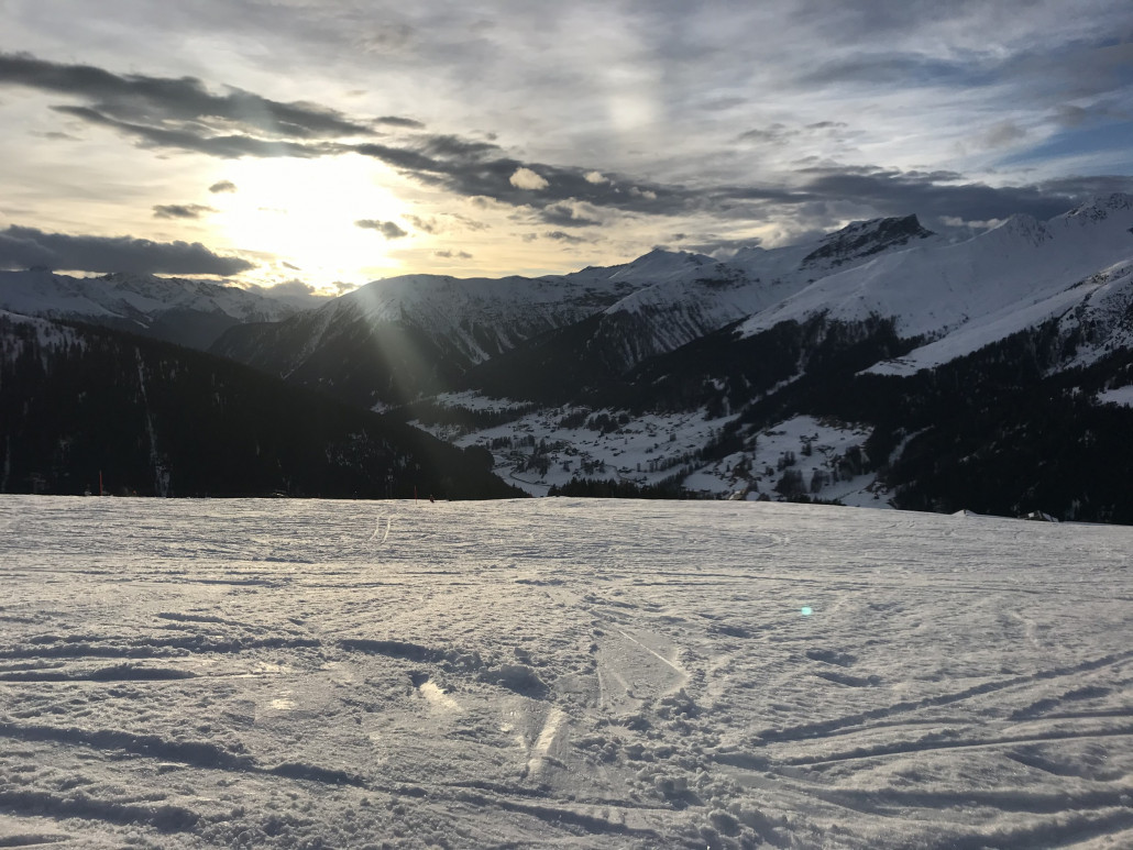 Auf der Talabfahrt eine schöne Stimmung, aber fürchterliche Verhältnisse