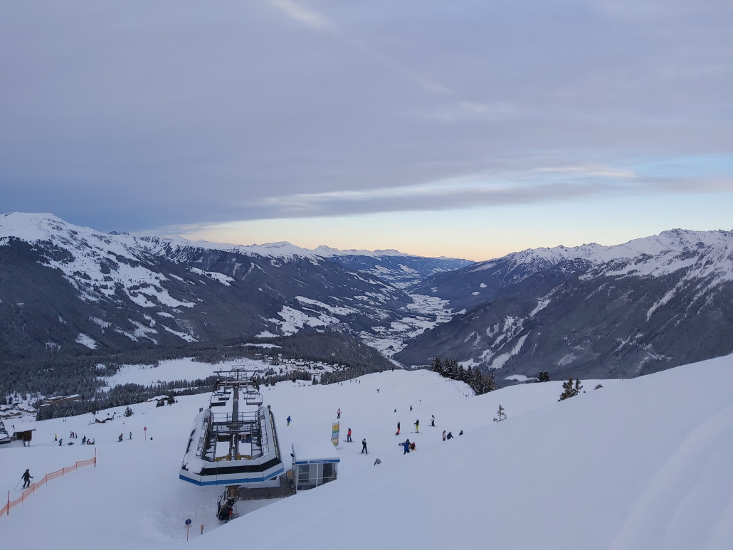 Schöne Wetterlage an der letzten Abfahrt.