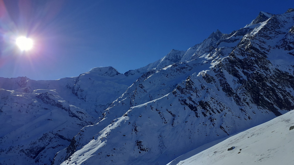 Hannig - Blick zu Feekopf, Alphubel, Täschhorn, Dom, Lenzspitze