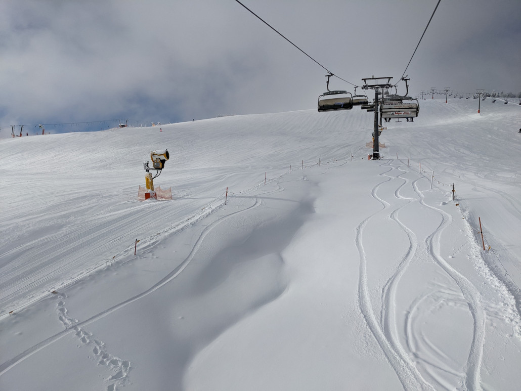 Leerer Seebuck Hang, gab um 13:00 immer noch unverspurte Bereiche